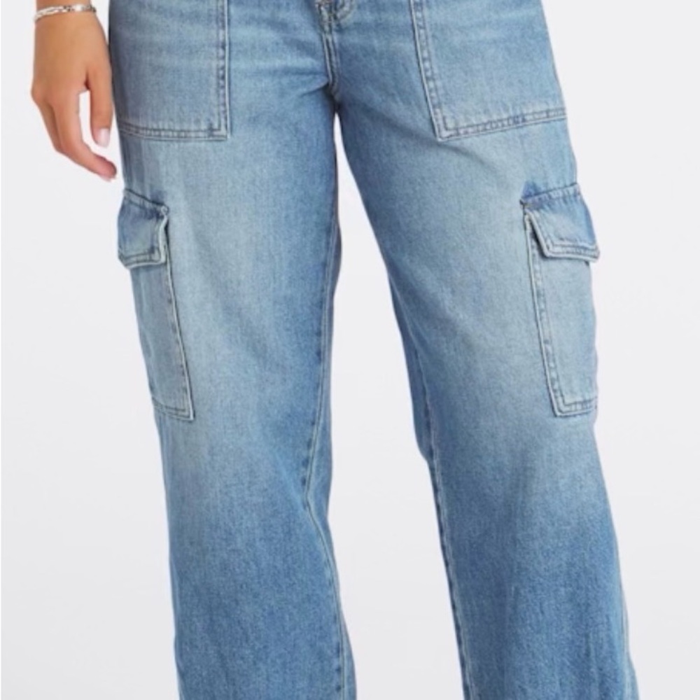 pistola Light Wash Wide Leg Cargo Jeans